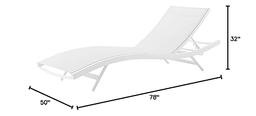 Lounge Chair Chaise, Set of 2, Aluminum, Metal, White, Modern, Outdoor Patio Balcony Cafe Bistro