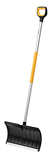 Fiskars Snow Pusher for Shallow Snow Layers, X-Series, Length: 173 cm, Aluminium/Polymer, Black/Orange/Grey, 1057179