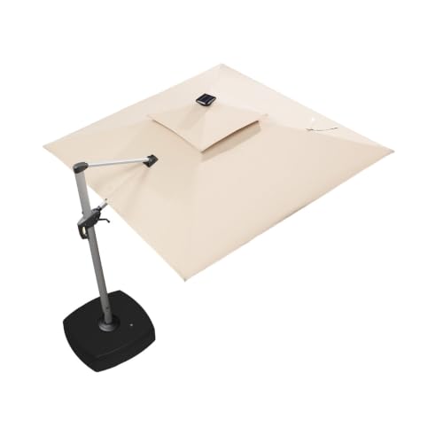108'' Double Top Deluxe Solar Powered LED Square Umbrella with wheeled Base