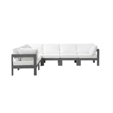 Outdoor Escape White Fabric Outdoor Patio Modular Sectional, Weatherproof Cushions, Spacious Seating, Durable Frame, Contemporary Style