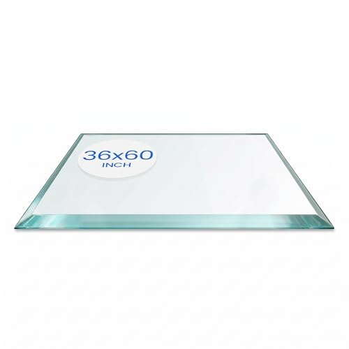 Dulles Glass 36X60 inch Rectangular Glass Table Top - Tempered - 1/4" Thick Glass Surface, Safe Beveled Edge, Eased Corners, Multipurpose for Dining Table, Patio, Coffee and End Table