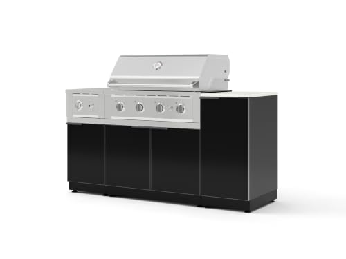 NewAge Products Classic Series 6PC Aluminum Black Modular Outdoor Kitchen Grill Island with 36" Performance Grill NG - 24"D x 68"W x 47.5"H