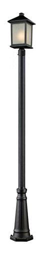 507PHB-519P-BK Black Holbrook 1 Light Outdoor Post Light with White Seedy Shade