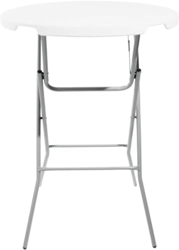 PRO&Family 32 Inch Round Cocktail Table - Foldable Bar Height Table White - Great for Parties (4)