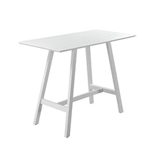 Benjara Keli 43 Inch Bar Table, Classic White Aluminum Frame, Rectanglular Top