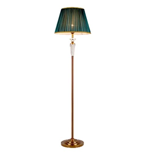 BIOMICE Dimmable Floor Lamp Metal Floor Lamp Crystal Floor Light Fabric Lampshade Standing Lamp Reading Lamp for Living Room Office and Bedroom Floor Light