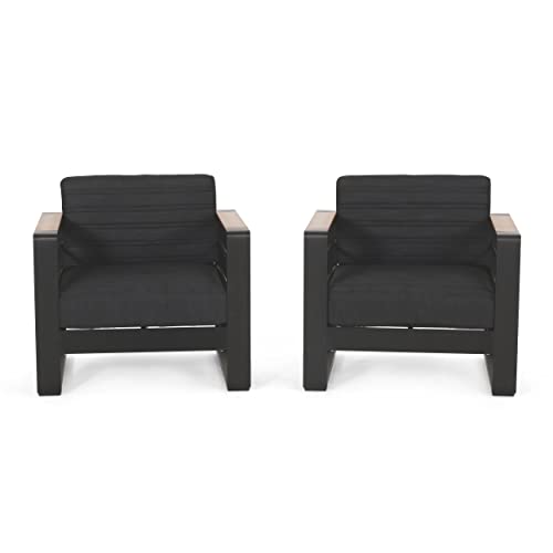 Christopher Knight Home Giovanna Outdoor Club Chair, Black + Natural + Dark Gray