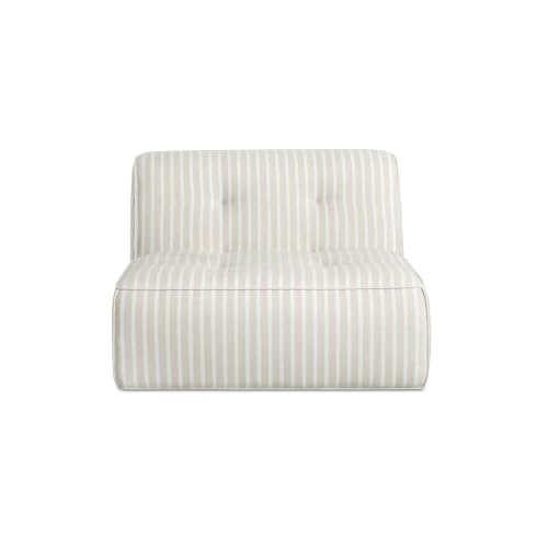 NADAAL STUDIOS Auvian Outdoor Slipper Chair, Low Lounge Profile, Acrylic Upholstery, Quick-Dry Foam, Aluminum Frame, Brown Stripe