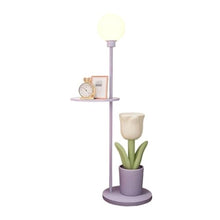 LUYOUBOZHU Floor Lamp Table & Lamp Combo, Bedside Reading Lamp, Modern End Table with Floor Lamp for Living Room, Den, Office, Bedroom(Purple)