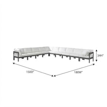 Outdoor Escape White Fabric Outdoor Patio Modular Sectional, Cushioned Seating, Weather-Resistant Material, Contemporary Style