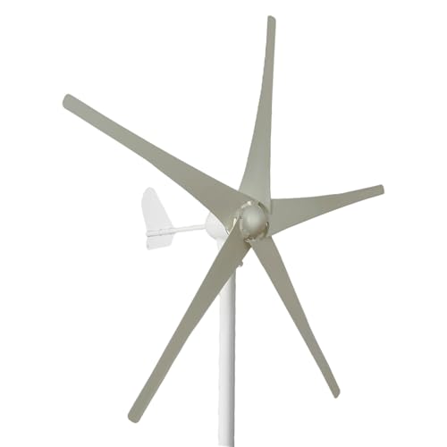 AISINILALAO Low Noise 500W-800W Vertical Wind Turbine, 12V-220V Household and Efficient Solar Cell System 5 Blade Wind Power Generator Kit(White),48v
