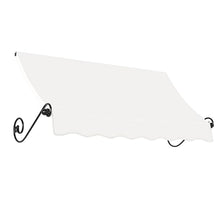 Awntech 5' Charleston (64.5"-18"-36") Sloped Fixed Awning with Scrolled Iron Arms, White