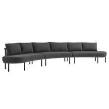 Modway Porta 3-Piece Outdoor Modular Sofa Set in Anthracite – Modular 190 Inch Outdoor Sofa with Aluminum Frame, Woven Rope Detail, and Cushions