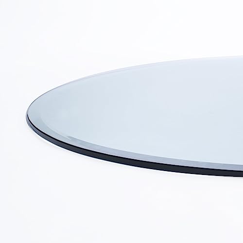 46" Round 1/2" Thick Glass Table Top with Beveled Edge and Tempered Glass
