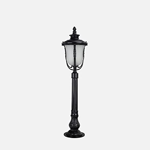 XYIANG Strong Durable European Outdoor Waterproof Lawn Decoration Floor Lamp Classical Glass Lantern Villa Courtyard Road Aluminum Metal Column Lamp E27 Porch Landscape External(Black)