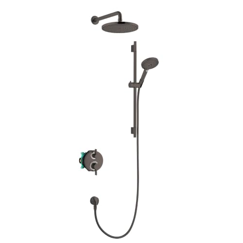 hansgrohe Raindance S 1 Shower Set with QuickClean 1.75 GPM, Brushed Black Chrome, 06159340