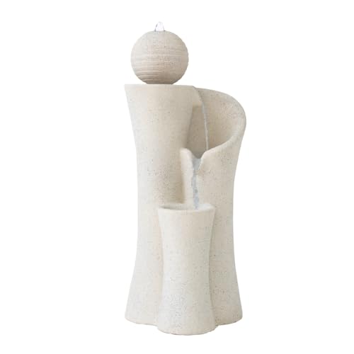 Xbrand 41" Modern Sphere Curve Cascading Fountain, Resin