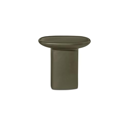 NADAAL STUDIOS Henric Outdoor Side Table, Pedestal Concrete with Seamless Rounded Edge Deep Green