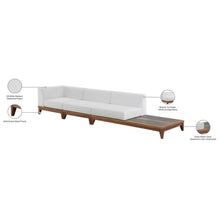 Meridian Furniture 389White-S128 Rio Collection Modern | Contemporary Outdoor Patio Off White Resilient Water Resisting Fabric Modular Sofa with Durable Acacia Wood Frame
