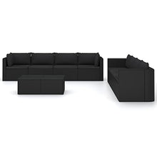 KPOTUERTU 9 Piece Patio Lounge Set with Cushions Poly Rattan Black