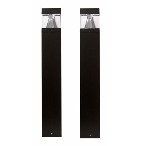 Solus Square Tunable LED Bollard – Switchable Wattage (12W–22W), 1600–3000 Lumens – Adjustable CCT 3000K/4000K/5000K – Black or Bronze Path Light (Black, Square / 2 Pack)