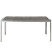 Modway Shore Aluminum Outdoor Patio 71" Rectangle Dining Table in Silver Gray