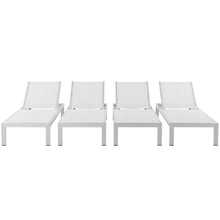Outdoor Escape White Aluminum Chaise Set of 4, Lounge Chairs with Backrest Adjustment, Weather-Resistant Frame for Patio and Poolside Relaxation