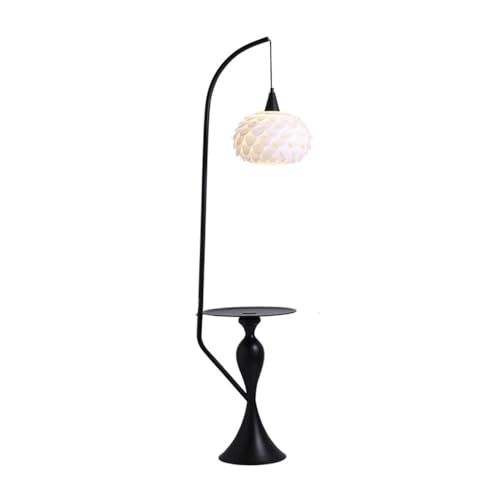 LUYOUBOZHU Floor Lamp Modern Wooden Floor Lamp with Side Table & Shelves for Bedroom Living Room