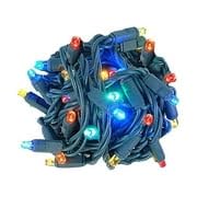 Novelty Lights 24-Pack, 25 Feet 50 LED Multicolor Christmas Mini Light String on Green Wire, 5mm Wide Angle Bulbs, Connectable, Indoor/Outdoor Decor, UL Listed
