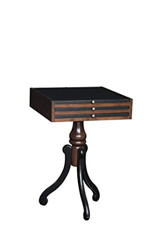 Authentic Models Side Table with Game Board Black & Honey Finish