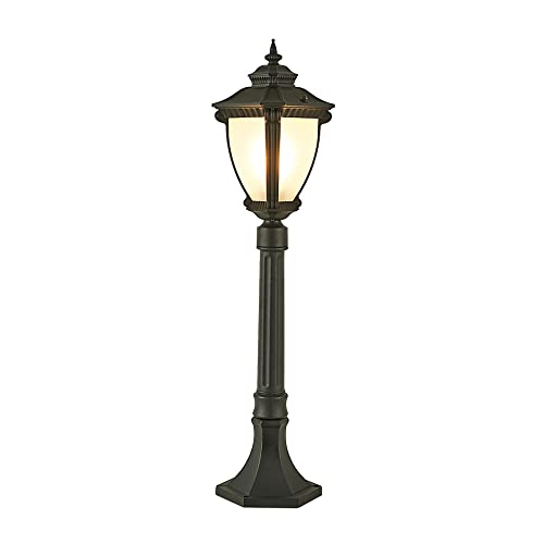 KADELONG Outside Yard Lamps E27 1-Light Glass Shade Outdoor Path Lights Villa Garden Waterproof Lawn Lights Landscape Deck Porch External Floor Mount Lighting Fixture H31.52in,Chandelier Lighting