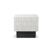 NADAAL STUDIOS Isadora Outdoor Side Table, Square, Concrete, Glossy Tile Finish, Metal-Look Base, Water Resistant, Scratch Resistant, Cream