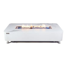 Athens Concrete Fire Pit 62" x 30" Patio Firepit Includes Fire Glass Modern Fire Pits & Outdoor Fireplaces for Garden, Deck, Indoor & Outdoor Heating
