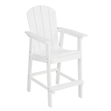 WEALTHKING Outdoor Adirondack Bar Chair Set with Connecting Table, HIPS Patio Lounge Seating for Backyard Deck Porch Garden Poolside, High Back Slatted Counter Height Seats with Wide Armrests (White)
