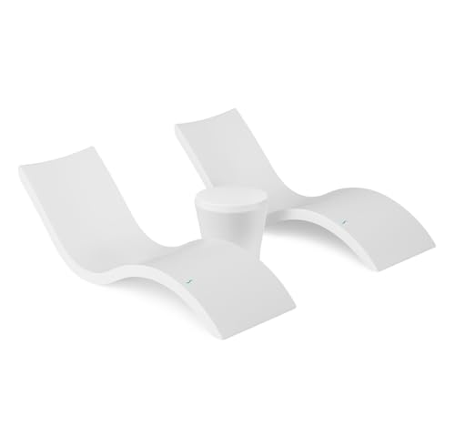 Ledge Lounger Signature Chaise Pool Lounge Chairs Set of 2 + Side Table