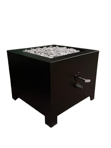 Luxery Indoor Outdoor Square Propane Fire Pit Table with Lava Rocks, Steel Gas Fire Pit, Modern Fire Bowl with Key, Black Finish (Powder Coated)