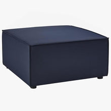 Afuera Living Outdoor Patio Ottoman, 29.5 x 29.5 in, Fabric Upholstered, Navy Finish, Aluminum Frame, Water & UV-Resistant Cushions, Modern Style, All-Weather Seating for Porch, Deck, Poolside, or