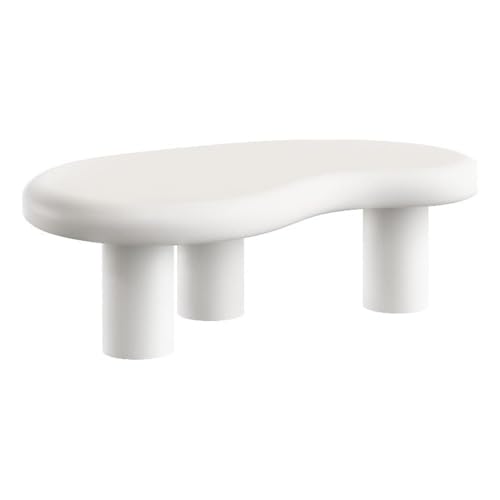 Modway Elowen Coffee Table in White - Concrete Sculptural Center Table for Indoor and Outdoor Spaces