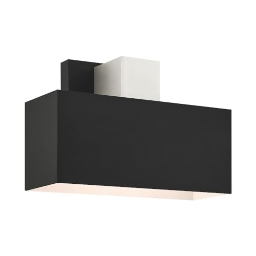 Livex Lynx 1 Light Outdoor ADA Wall Sconce Black with Brushed Nickel Accents