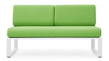 ZURI Modern Kore Outdoor Armless Loveseat with Quick Drying Cushions Aluminum Frame White/Lime