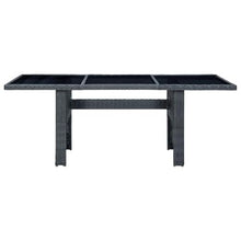 Fisinber 79 Inch Large Outdoor Dining Table, Modern Rectangular Garden Patio Furniture with Tempered Glass Top and Steel Frame, Seats 8 People, Dark Grey Poly Rattan