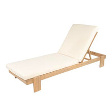 Merax 4-Piece Outdoor Acacia Wood Chaise Lounge,Teak Frame&Beige Cushion