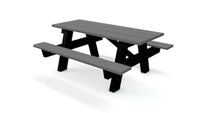 Frog Furnishings Frame Table and Bench Seat Heavy Duty Rectangular Portable Outdoor and Good Base All Weather Backyard Poolside Dining Party Garden Patio Lawn- Gray Slat (6ft.Ada)
