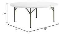 PRO&Family 10 Pack! 72" Round Heavy-Duty Granite White Plastic Folding Table. Folding Desk Bar Table Coffee Table Folding Camping Table Outdoor Bar Portable Table Foldable Table Bistro Table