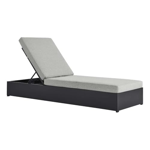 Modway Tahoe Aluminum Outdoor Chaise Lounge Gray with Weather-Resistant Cushions, Perfect Patio Sunbed or Recliner Chair for Pool Furniture