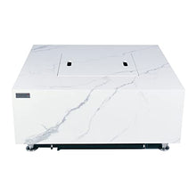 Bianco Marble Fire Pit 39.4" x 39.4" Outdoor Patio Firepit Includes Fire Glass Modern Fire Pits & Outdoor Fireplaces for Garden, Deck, Indoor & Outdoor Heating