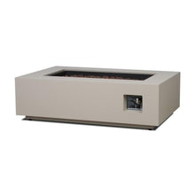 Real Flame Aegean 50in Rectangle Propane or Natural Gas Fire Pit Table, 50,000 BTU, Powder-Coated Steel, Push-Button Ignition, Lava Rock, Storage Cover, Stainless Steel Burner with Lid - Light Sand