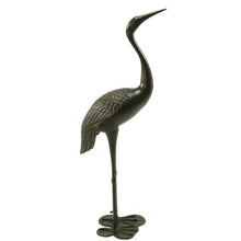 Set of 2 Metal Crane Garden Statues, Cast Aluminum Outdoor Crane Sculptures, Standing Metal Cranes Sculptures, Rust Resistant Bird Yard Art Decor for Garden Patio Backyard Deck, Antique Bronze