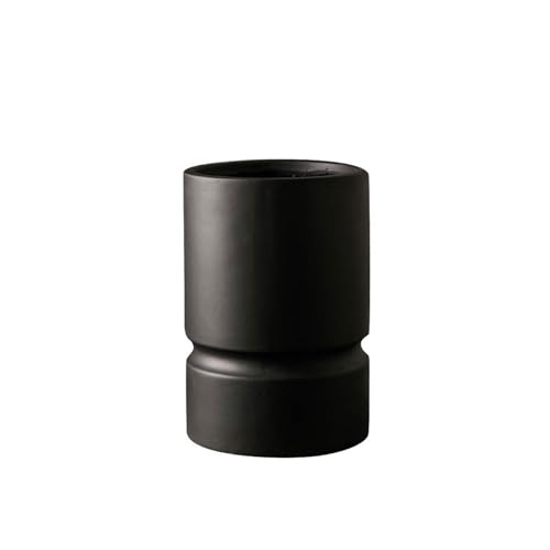 thalo Planter Pots Round Flower Pot Modern Minimalist Style Ceramic Flower Pot Garden Courtyard Plant Flower Pot Plant Container Accessories(Black,Large)