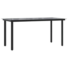 Heofavd 7 Piece Garden Dining Set Light Grey Poly Rattan 63" Rectangular Table with 6 Reclining Chairs UV Resistant Steel Frame Outdoor Patio Furniture Set for Backyard Terrace Balcony